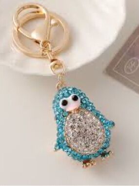 Sparkling Blue Penguin Bag Charm